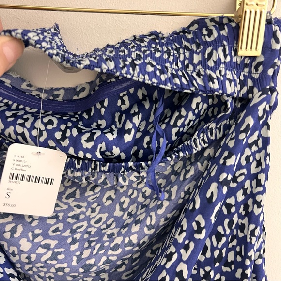 NWT Free People Take You Anywhere animal print Tube top strapless satin blue S - Picture 13 of 16